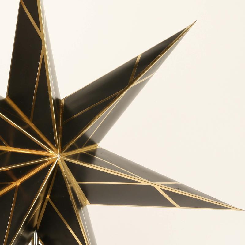 Samia Black/Gold - Foldable glowing star, paper poinsettia with 7 points, 60 cm